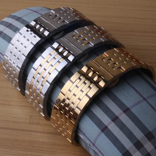 Watchbands strap Silver gold mixed color Polished Stainless steel metal watch bracelets free curved ends 18mm 19mm 20mm special