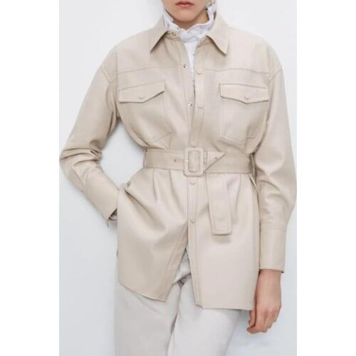 Motorcycle Women Leather Shirt Street Personality Metal Single Buttons Pu Shirt New Autumn Winter Casual Long Sleeve Tops Blouse