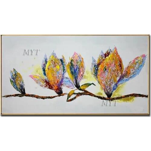 100% Hand Painted Colorful Flowers Art Oil Painting On Canvas Wall Art Wall Adornment Pictures Painting For Live Room Home Decor