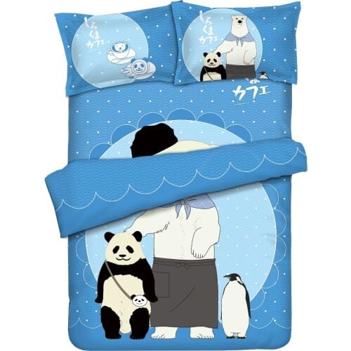 Shirokuma Cafe Blue Bedding Set With Pillow Cases Bed Sheet Duvet Cover Set