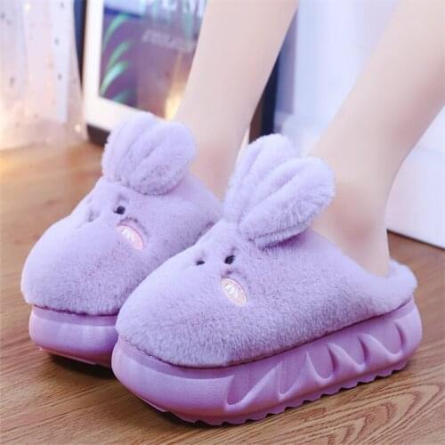 Flat Shoes Female Flock Slippers Heels Winter Footwear Platform Med Fur Flip Flops Slides High Plush Massage with fur Short