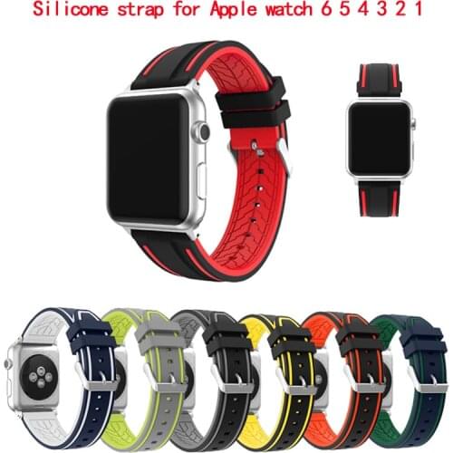Silicone strap for Apple 5 4 3 2 Sport Bracelet for iwatch 4 5 6 watch band for iwatch 6 38 40 42mm 44mm wristband accessories