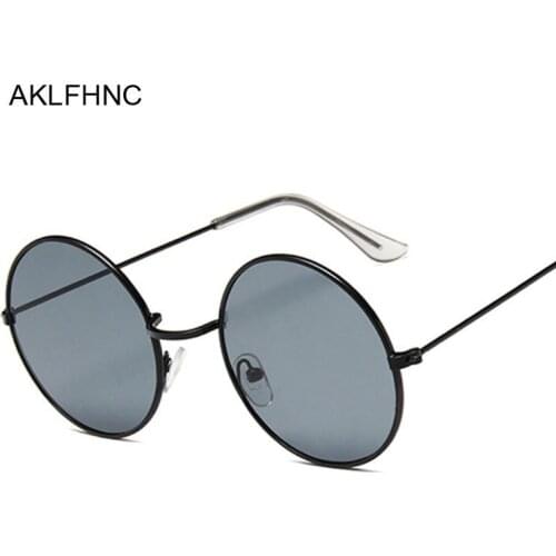 2020 Retro Round Black Sunglasses Men Brand Designer Sun Glasses For Women Alloy Mirror Sunglasses Male Oculos De Sol