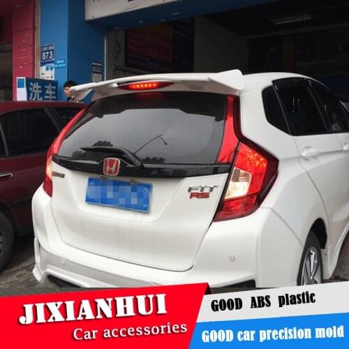 For Fit Spoiler 2014-2017 Honda Jazz WXGAk Spoiler ABS plastic Material Car Rear Wing Color Rear Spoiler