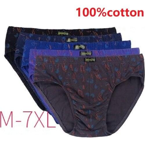 5pcs/lot 7XL 6XL 100% Cotton Male Underwear Comfort Men printing Briefs Comfortable Men Underwear Briefs Underpants Panties Male