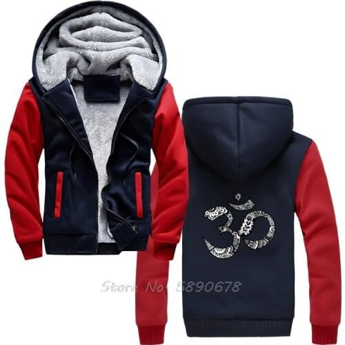Awesome Om Sign Hoodies Buddhism Buddha Spiritual Religion Men Winter Thick Keep Warm Hoodies Sportswear Sweatshirts Jackets