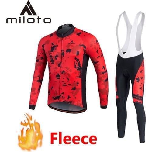 MILOTO winter thermal fleece cycling sets uniforme ciclismo long pants cycling wear clothing riding bike racing triathlon suit