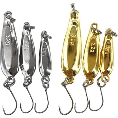 6Pcs Hard Fishing Lures High Quality Spoon Lures Gold Silver Metal Fishing Lure with Sharp Hooks Fishing Tackle Lure