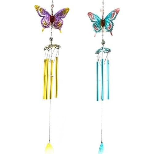1pcCreative Metal Tube Butterfly Hanging Pendant Wind Chime Home Garden Decoration Kids Room Decorations Ornaments