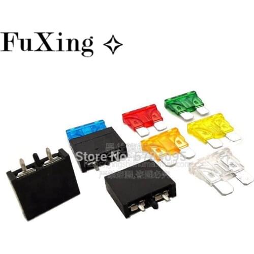 10pcs/5Set PA66 250V 2A 3A 5A 7.5A 10A 15A 20A 25A 30A Medium Car Insert Fuse Holder Horizontal Fuse Holder PCB Car Fuse Holder