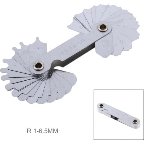 32pcs/set R1-6.5A7C10 Stainless Steel Radius Gauge Sample R Gauge with 1-6.5 Blades Range for Industrial Measurement