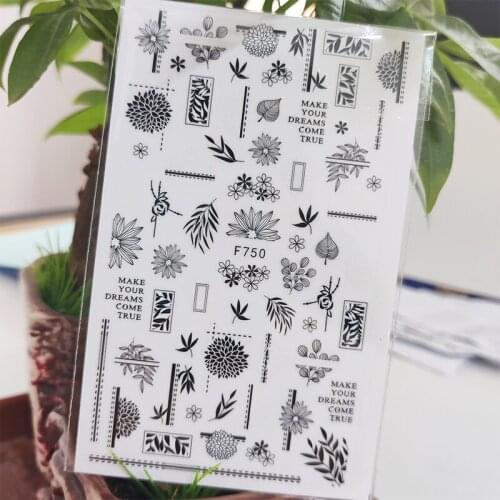 3D Nail Sticker Mandala Flowers Leaf Line Stickers for Nails Self-Adhesive Design Stickers for Manicure Nail Art Decoration