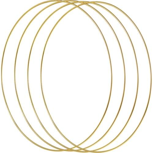 4 Pack 12 Inch Large Metal Floral Hoop Wreath Gold Hoop Rings for Making Wreath Decor and DIY Dream Catcher Wall Hanging Crafts