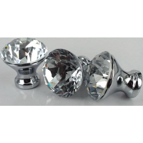 80PCS/ LOT 25 MM CRYSTAL CLEAR cabinet knobs and handles pull closet handles crystal furniture handles wholesale