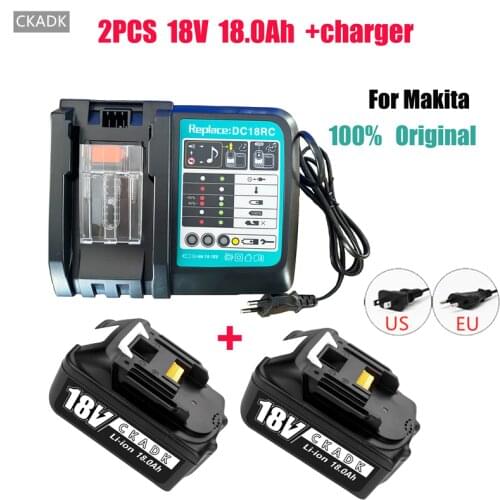 BL1860 Rechargeable Battery 18 V 18000mAh Lithium ion for Makita 18v Battery BL1840 BL1850 BL1830 BL1860B LXT 400 + 3A Charger