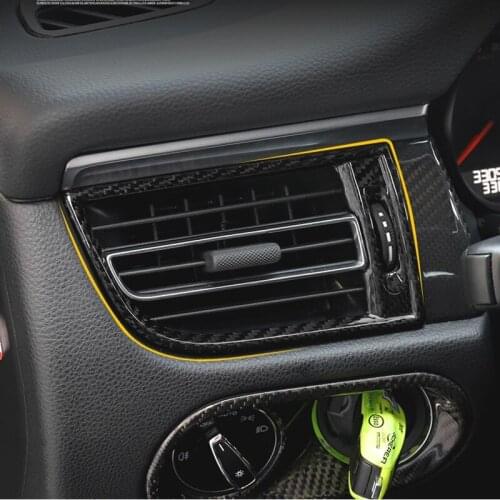 Real Carbon Fiber Car Dashboard Left Right Side Outlet Cover Moulding Trim for Porsche Macan 2014 2015 2016 2017 2018 2019 2020