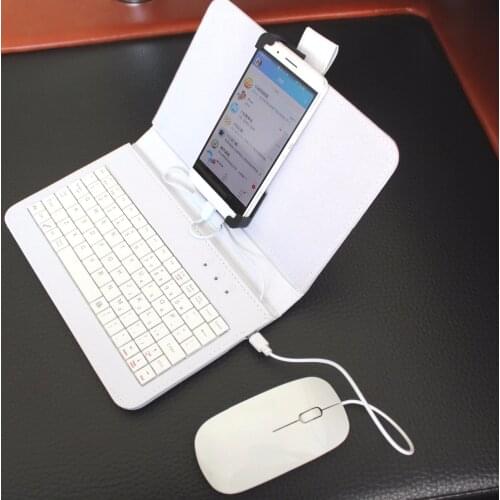 Flip case smartphones accessories wired keyboard mouse case sets Android mobile phone keypad stand for huawei samsung xiaomi HTC