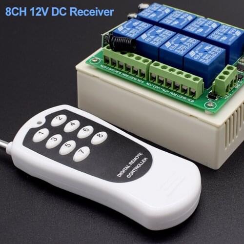 DC 12V 8-channel Relay Module Wireless RF Remote control Switch 8 button Transmitter + 8CH Receiver board 433 MHZ