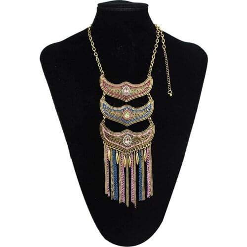 Long Tassel Geometric Necklace Metal Neclacke Jewelry Women Exaggerated Punk Female Accessories
