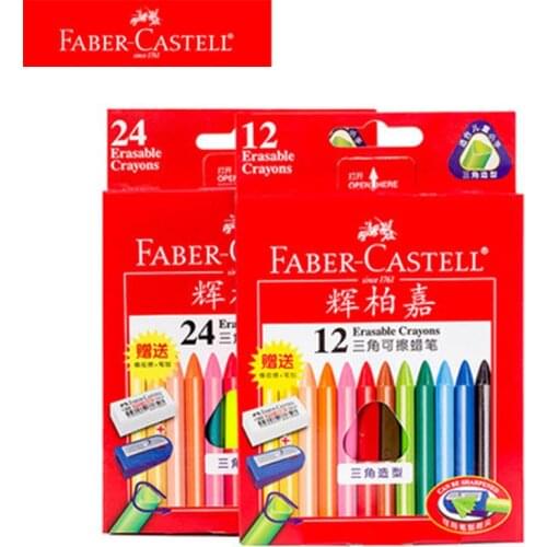 Faber Castell Erasable Crayon can be sharpened 12/24 colors set Triangle Crayon Gift for kids drawing Art supplies