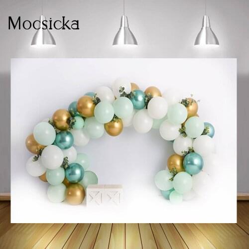 Boy Birthday Cake Smash Photo Background Photoshoot Rainbow Balloons Wall Newborn Baby Kids Portrait Photography Backdrop Props