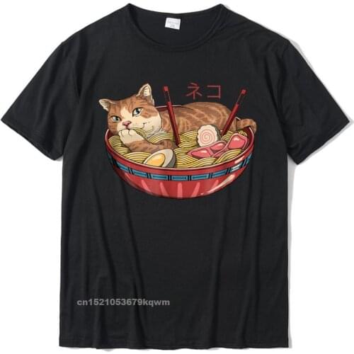 Cute Neko Ramen V2 T-Shirt Summer Tshirts Camisas Hombre Classic Cotton Man Tops & Tees Group