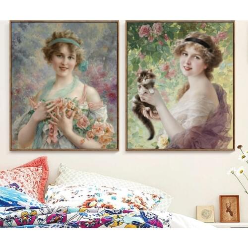No frame classical figures Emile Vernon French woman canvas printings oil painting printed on canvas wall art decoration picture