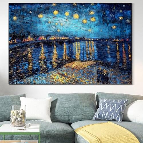 Starry Night Over the Rhône By Van Gogh Canvas Paintings On the Wall Art Posters And Prints Impressionist Art Pictures Cuadros