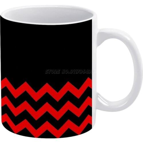 RED AND BLACK ZIG ZAG HALF TONE PATTERN-BY OZCUSHIONSTOO White Mug Coffee Mugs Girl Gift Tea Milk Cup Mugs Red Red and Black Bla
