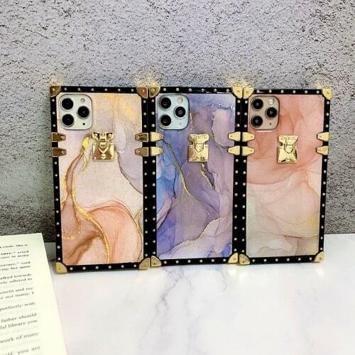 Fashion Marble Texture Pattern Square Phone Case For iPhone 12Pro Max 11 XS MAX 6 7 8Plus Dropping Glue Granite Stone Soft Cover