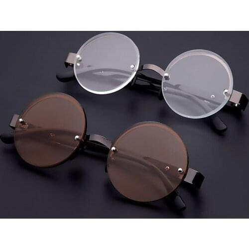 Male Anti-fatigue High-definition Round Brown Reading Glasses Female Trendy Retro Natural Crystal Glass Stone Reading eyeglasses