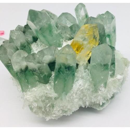 760g natural beautiful green flame ring quartz crystal cluster