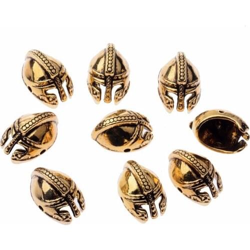 Wholesale 20pcs/lot Sliver Golden Roman Beads Warrior Gladiator Helmet Beads Spacer Beads Charms Bracelet DIY Making Jewelry