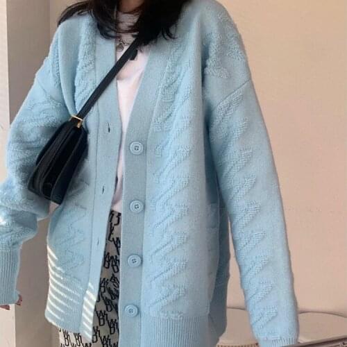 The right version of we11done sweater jacket 20fw autumn and winter wool knitted cardigan loose with long sleeve womens