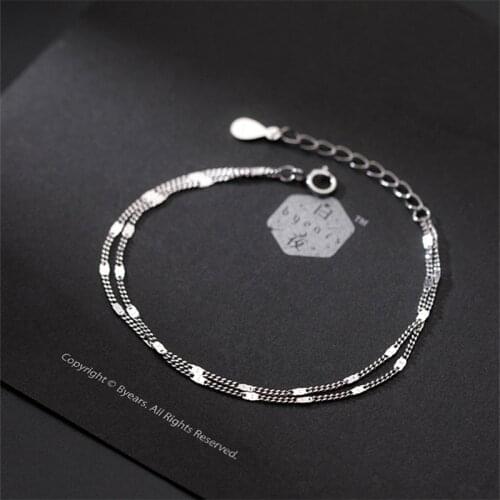 925 Sterling Silver Simple Bracelet &Bangle For Women Double Layer Link Chain Elegant Party Jewelry sl069