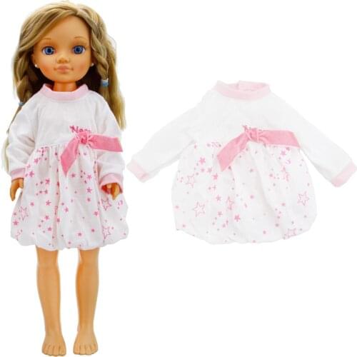 1 Set Pink Floral Bowknot Dress Casual Party Dating Wear Pajamas Homewear Clothes Accessories for Nancy Doll 16 Inch Kids Toy