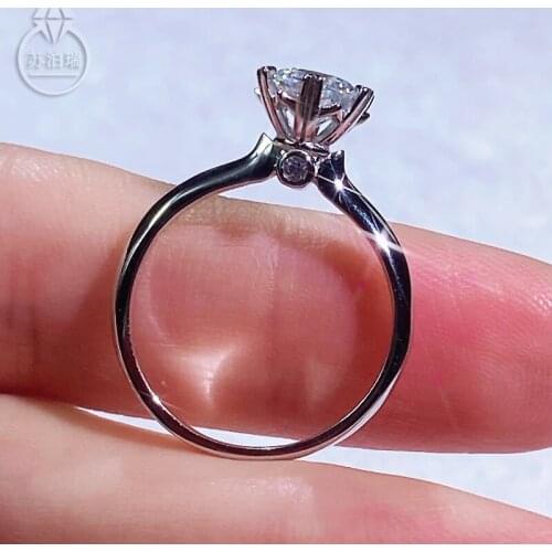 Snowflake Real moissanite ring 1ct for Women Gift birthday present Luxury Fine Jewelry rings 18K White Gold Plated 925 Silver