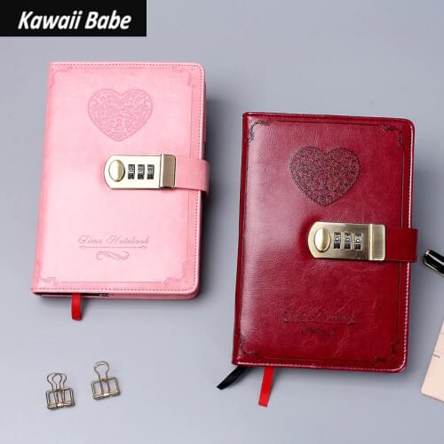 Notebook Journal Notepad Stationery Diary B6 Password Book with Lock Retro School Girls Gift Office Supplies Business Planner