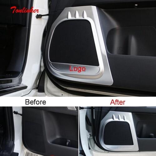 Tonlinker Cover Stickers For PRADO 2010-18 Car Styling 4 PCS ABS Matte Door Interior Speaker Position decoration Cover Stickers