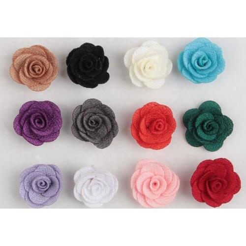 Yundfly 30pcs 1.5cm Mini Felt Rose Flower for Hair Accessories Artificial Ruffled Fabric Rose Flowers For Baby Headbands