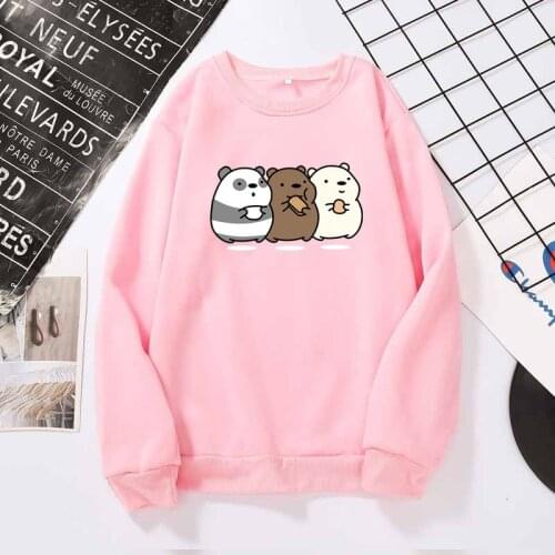 S-3XL Plus Size Sweatshirt Women Clothes Kpop Loose Cartoon Tops Round Neck Pullover Cute Bear Outfit Girl Cloth Sudadera Mujer