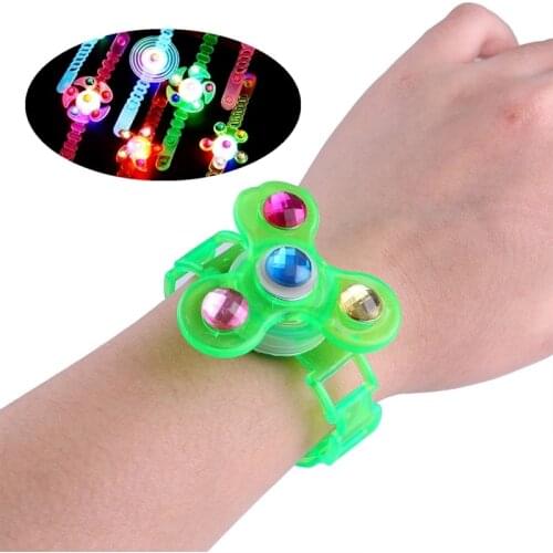 1PCs Childrens Luminous Wrist Band Manual Rotating Soft Flash Gyro Bracelet LED Cartoon Lights Glow In The Dark Toys for Kids
