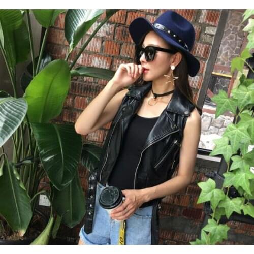 1pcs/lot punk style woman pu leather waistcoat women motorcycle vest coat sleeveless vests