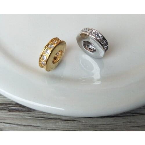 10 Pcs CZ zircon crystal Micro pave circle Connector Beads for DIY Making Bracelet necklace Jewelry Finding BD151