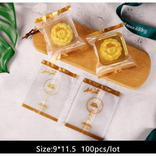 100pcs/lot Candy Cookies Bag Handmade Pack Chinese Style Running Rabbit Moon Design Nougat Wedding Party Snack Food Packing