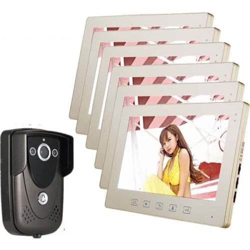 2015 New Luxury 10 inch Video door phone(1 camera+6 monitors),700 TVLine HD camera ,waterproof cover. 1 to 6
