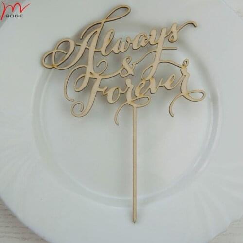 20pcs always&forver wood gift for lover couple cake toppers