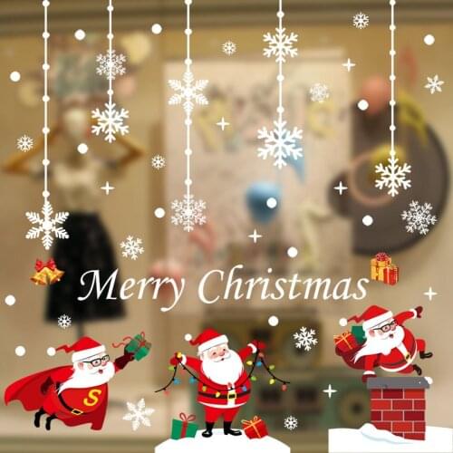 29 Styles Christmas Santa Claus Snowman Elk Wall Window Sticker Cute Removable PVC Xmas Party Festival Decorations Film