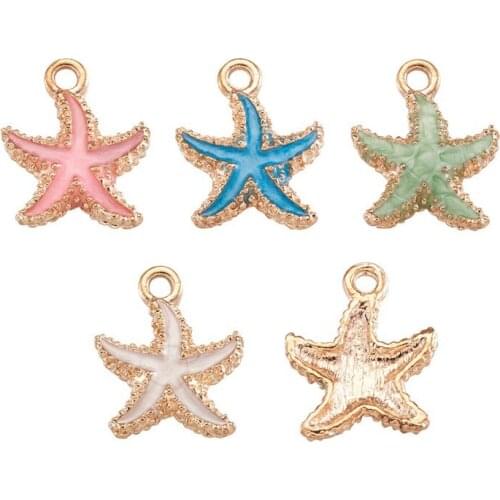 50pcs Alloy Enamel Pendants Charms Starfish/Sea Stars for Jewelry Making DIY Bracelet Necklace Handmade Supplies