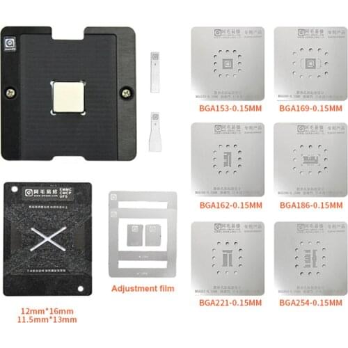Amaoe Universal EMMC EMCP UFS Reballing Jig Platform With BGA153 BGA162 BGA169 BGA186 BGA221 BGA254 BGA Reballing Stencil Kit